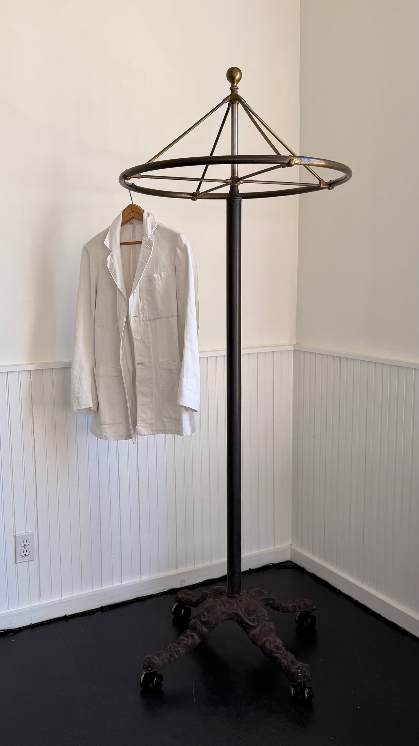 Vintage Clothes Rack in Cast Iron and Brass,