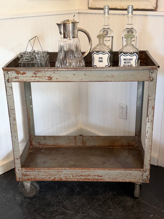 Vintage Metal Industrial Bar Cart