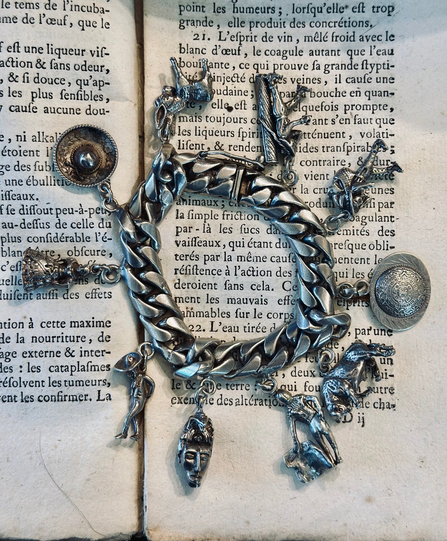 Sterling Silver Vintage Charm Bracelet c1950