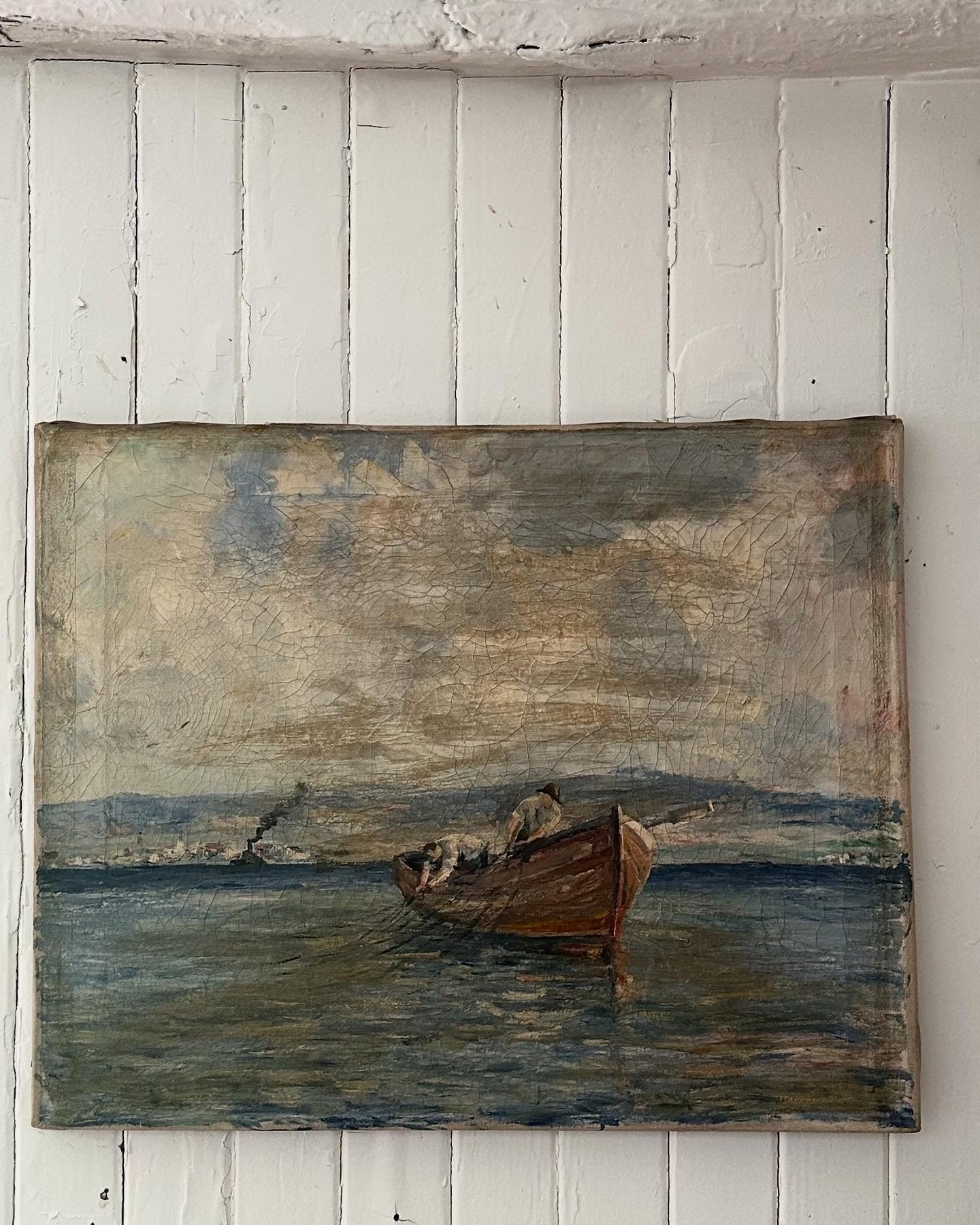 Superb Swedish oil on canvas, Fishmen.