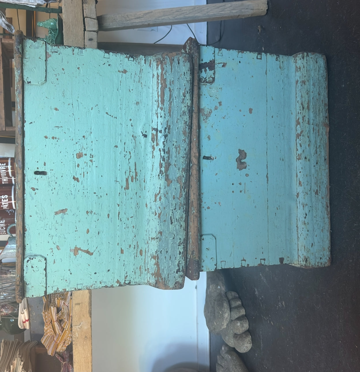 Pair English Painted Trunks, Side Tables