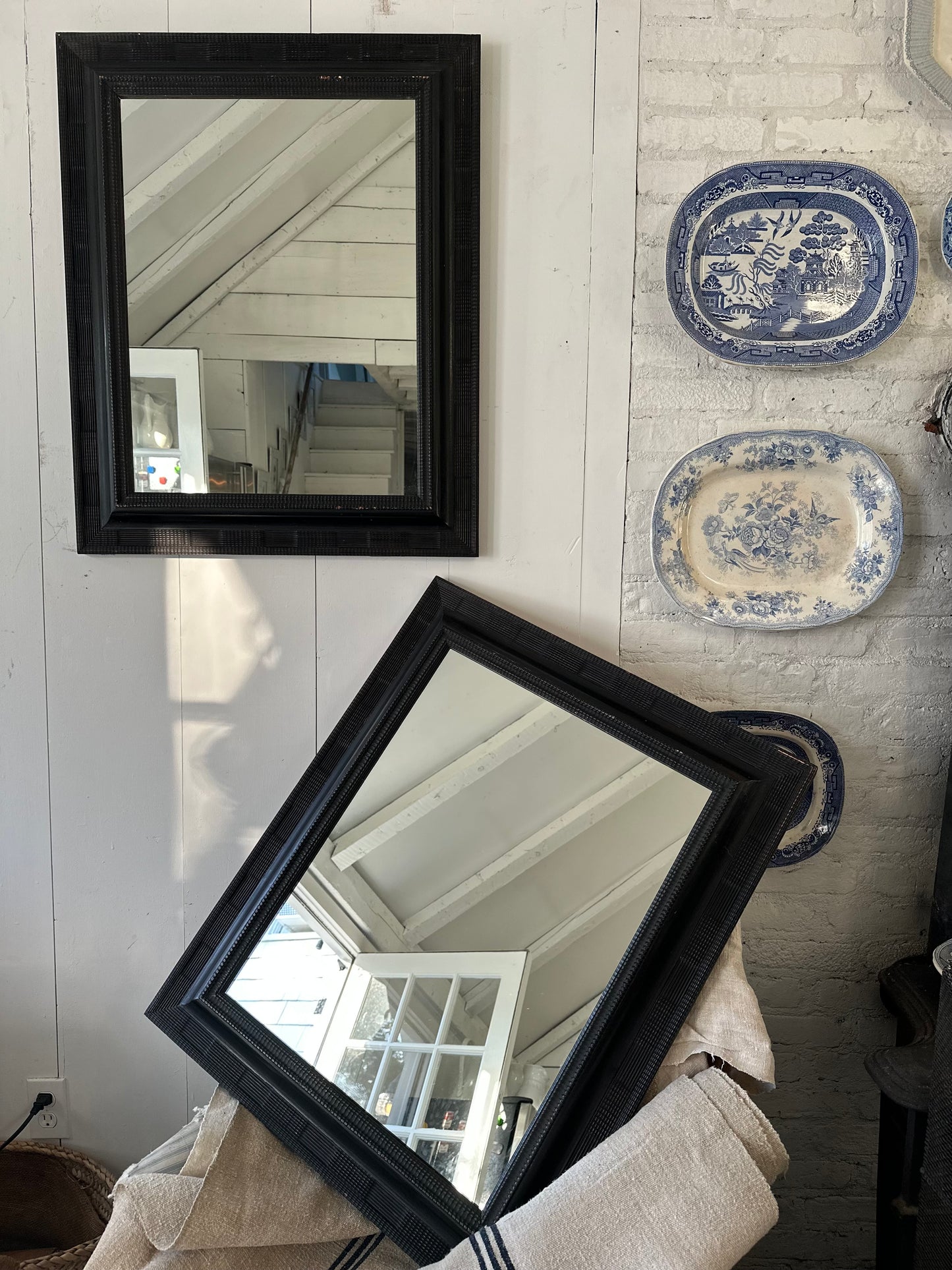 Pair Dutch Style Mirrors in Ebony Finish