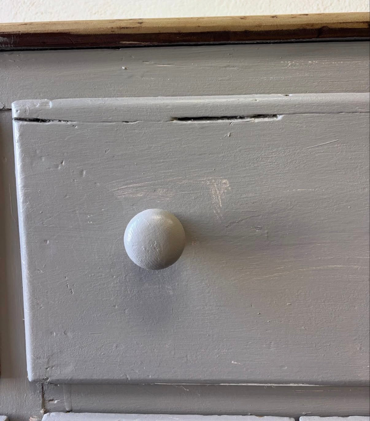 Large English Pine Bank of Drawers, Painted Gray