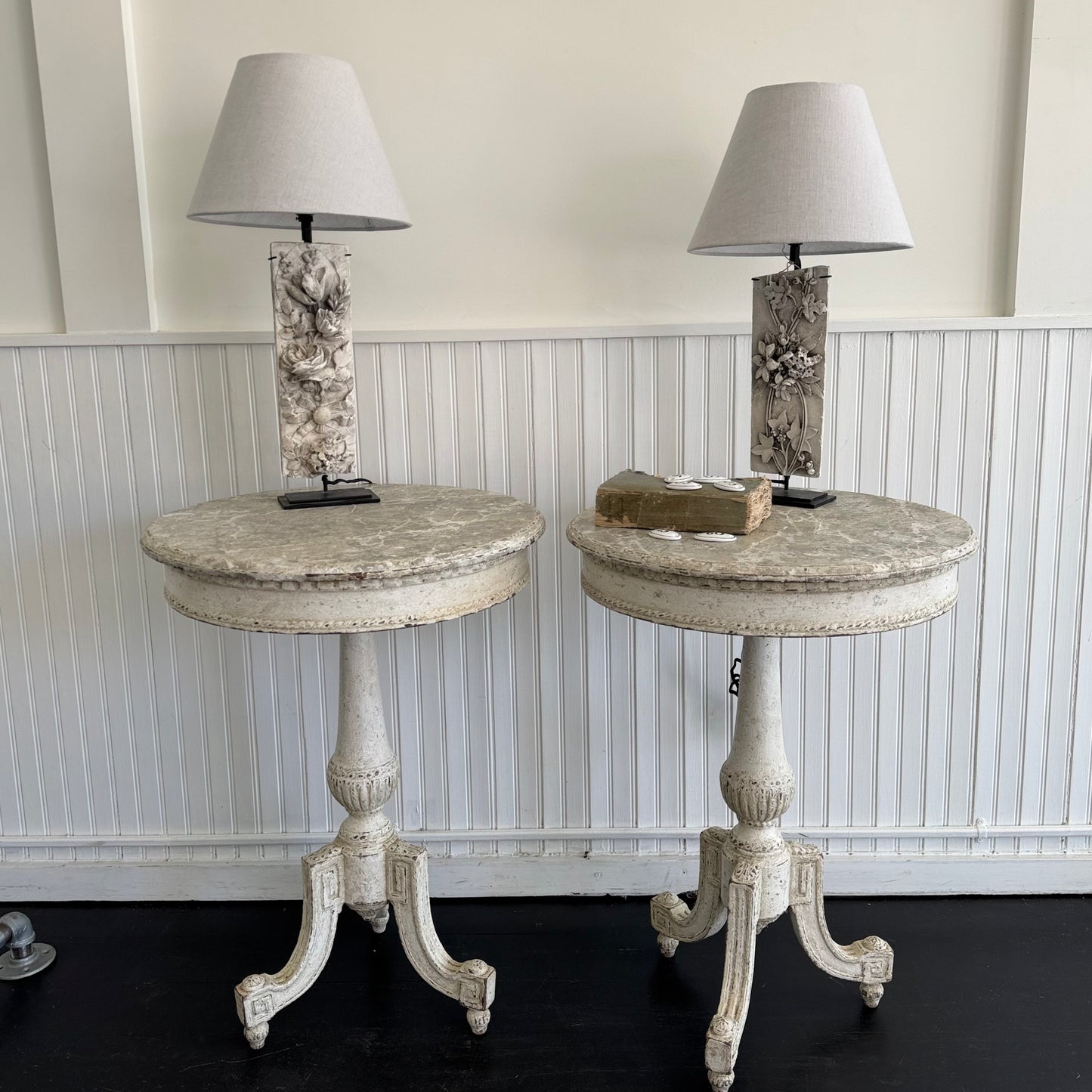 Pair Painted Side Tables.  Swedish c 1910