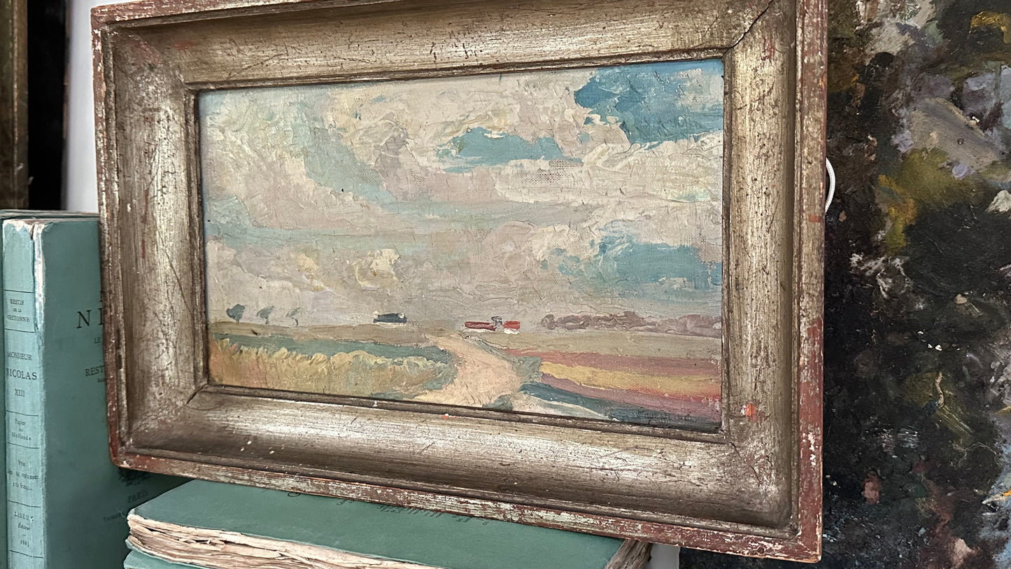 French Landscape oil on canvas dated 1930