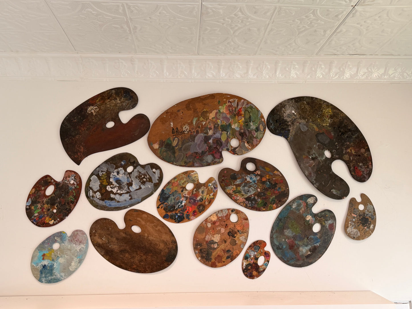 Collection of 13 Original Artists Palettes.