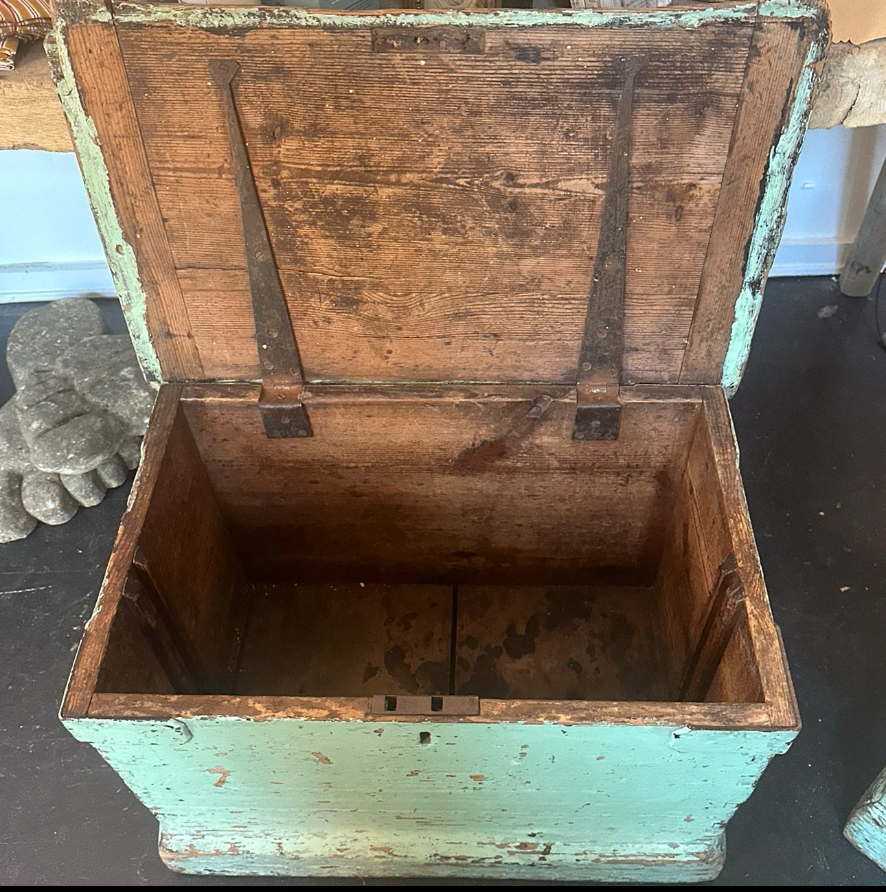 Pair English Painted Trunks, Side Tables