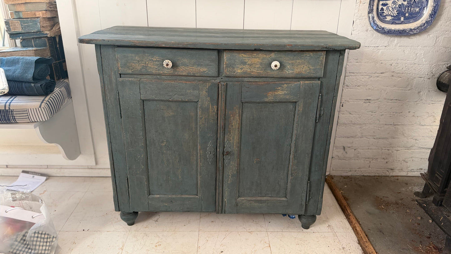 Blue Painted Buffet with 2 Drawers and Doors