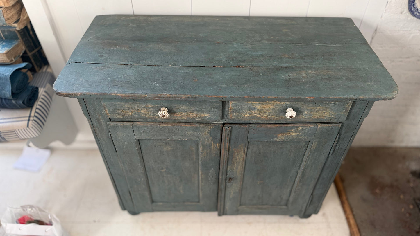 Blue Painted Buffet with 2 Drawers and Doors