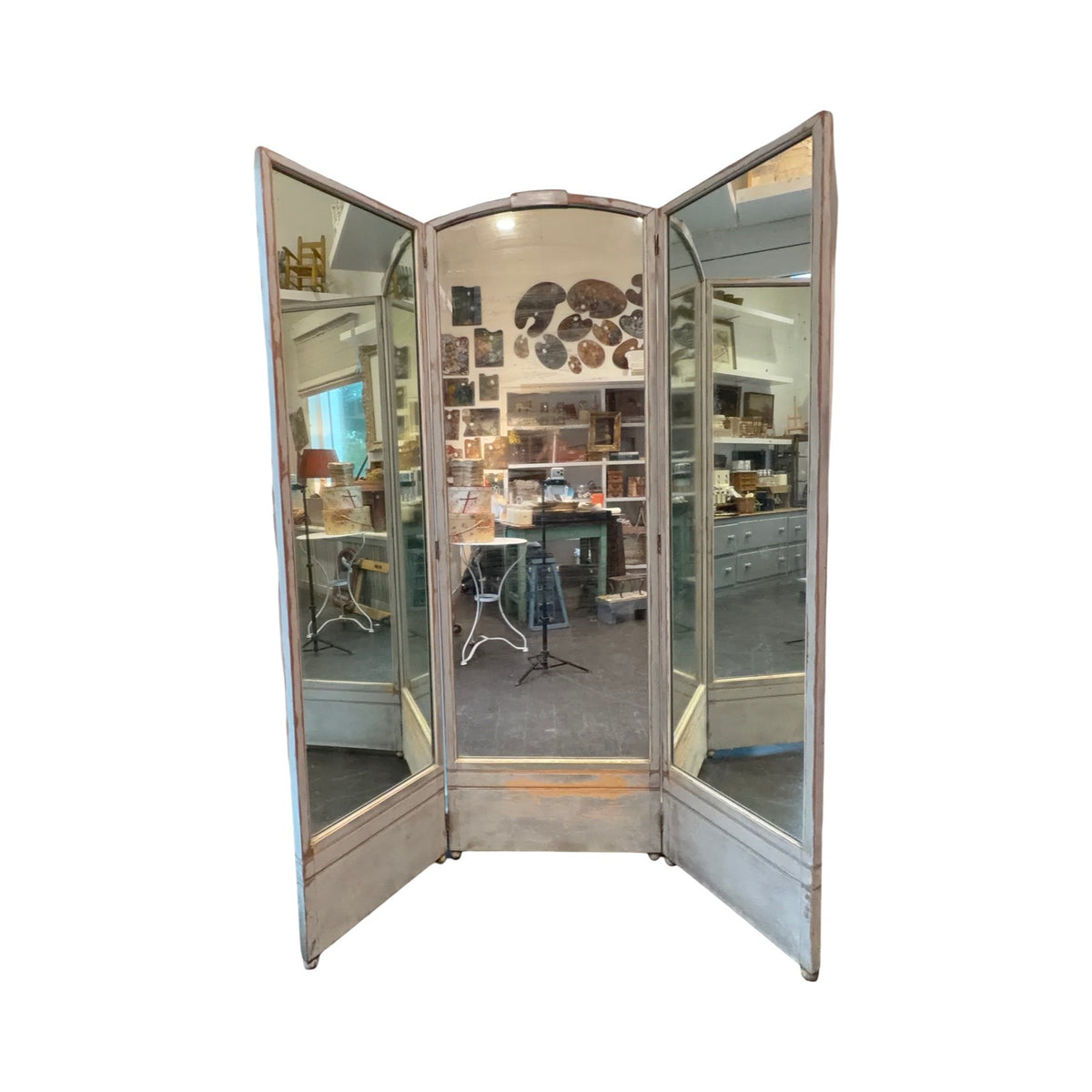 Vintage Tri Fold Floor Standing Dressing Mirror