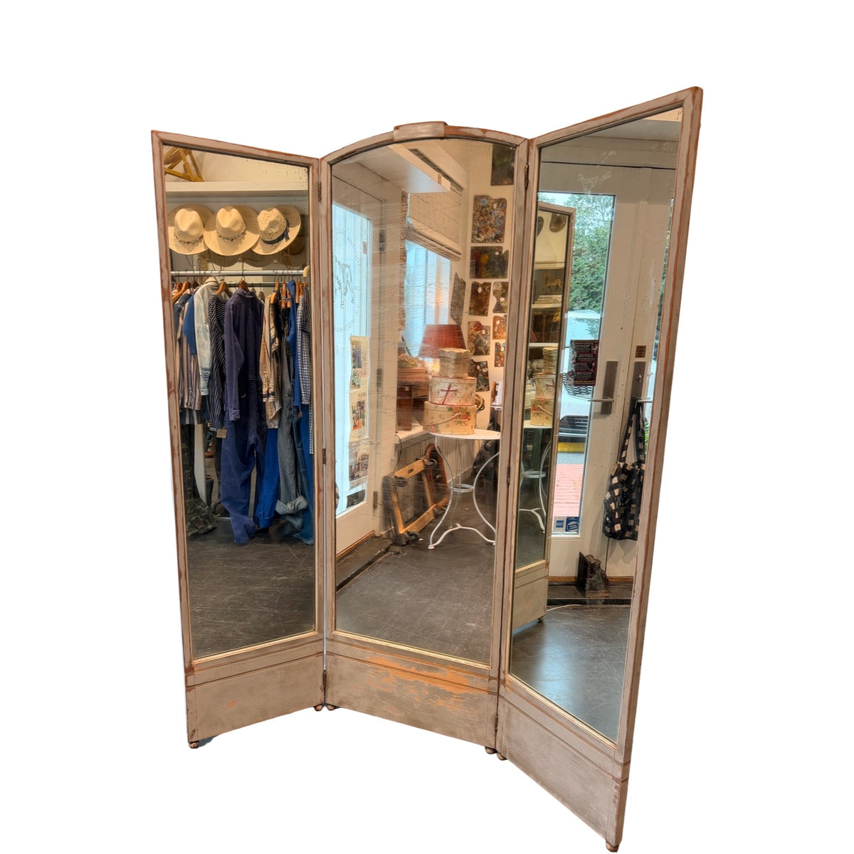 Vintage Tri Fold Floor Standing Dressing Mirror