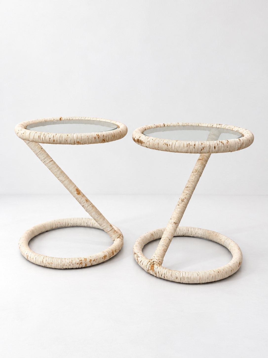 Pair Vintage Side Tables with Glass top