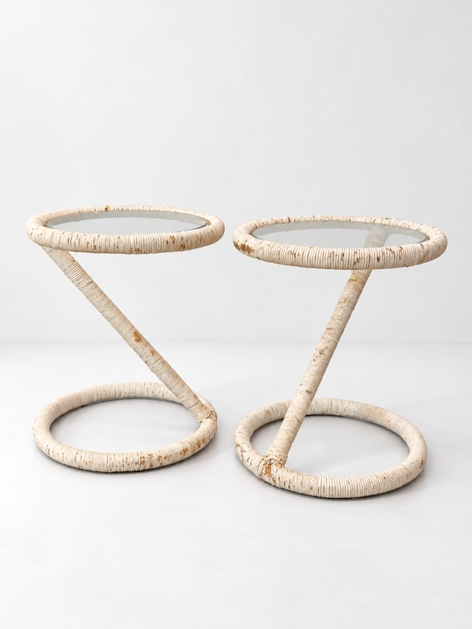 Pair Vintage Side Tables with Glass top