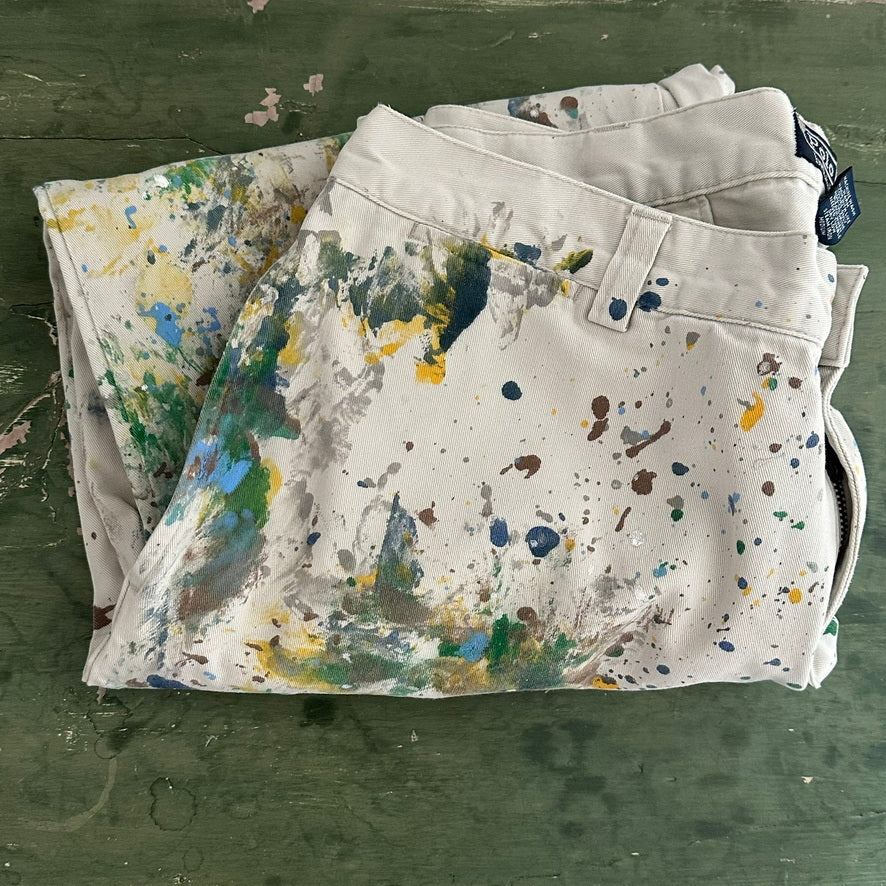 Upcycled Ralph Lauren Chinos Size 36 Paint Splatter