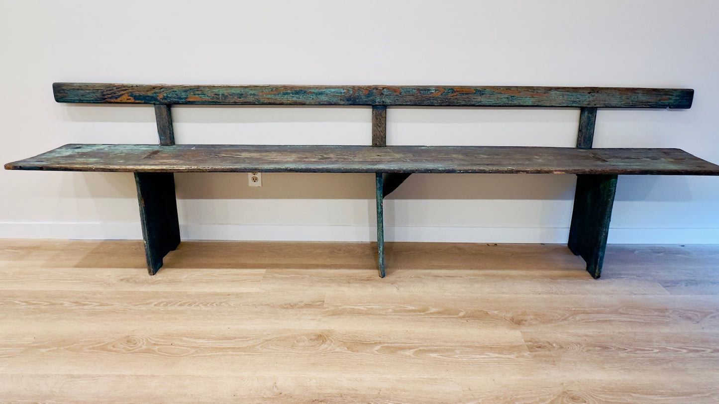 Primitive Pine School Bench, C 1920