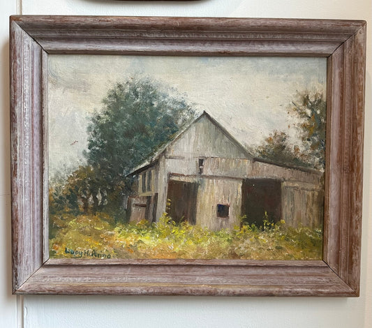Bucolic Oil Painting of an Old Barn in the Countryside