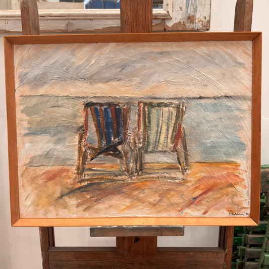 Pair Deck Chairs, Oil on Canvas. English c 1996