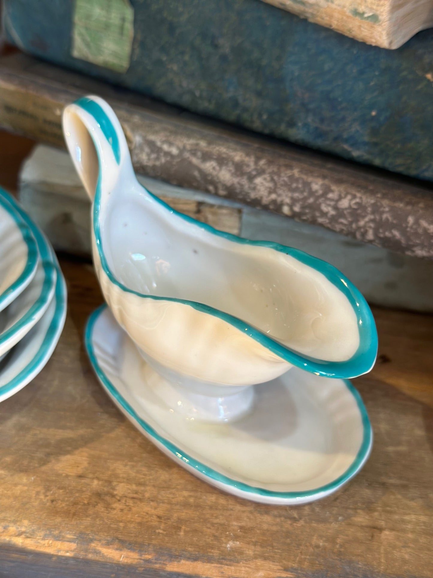 Gorgeous Extensive Miniature Dinner Set, in White & Turquoise China