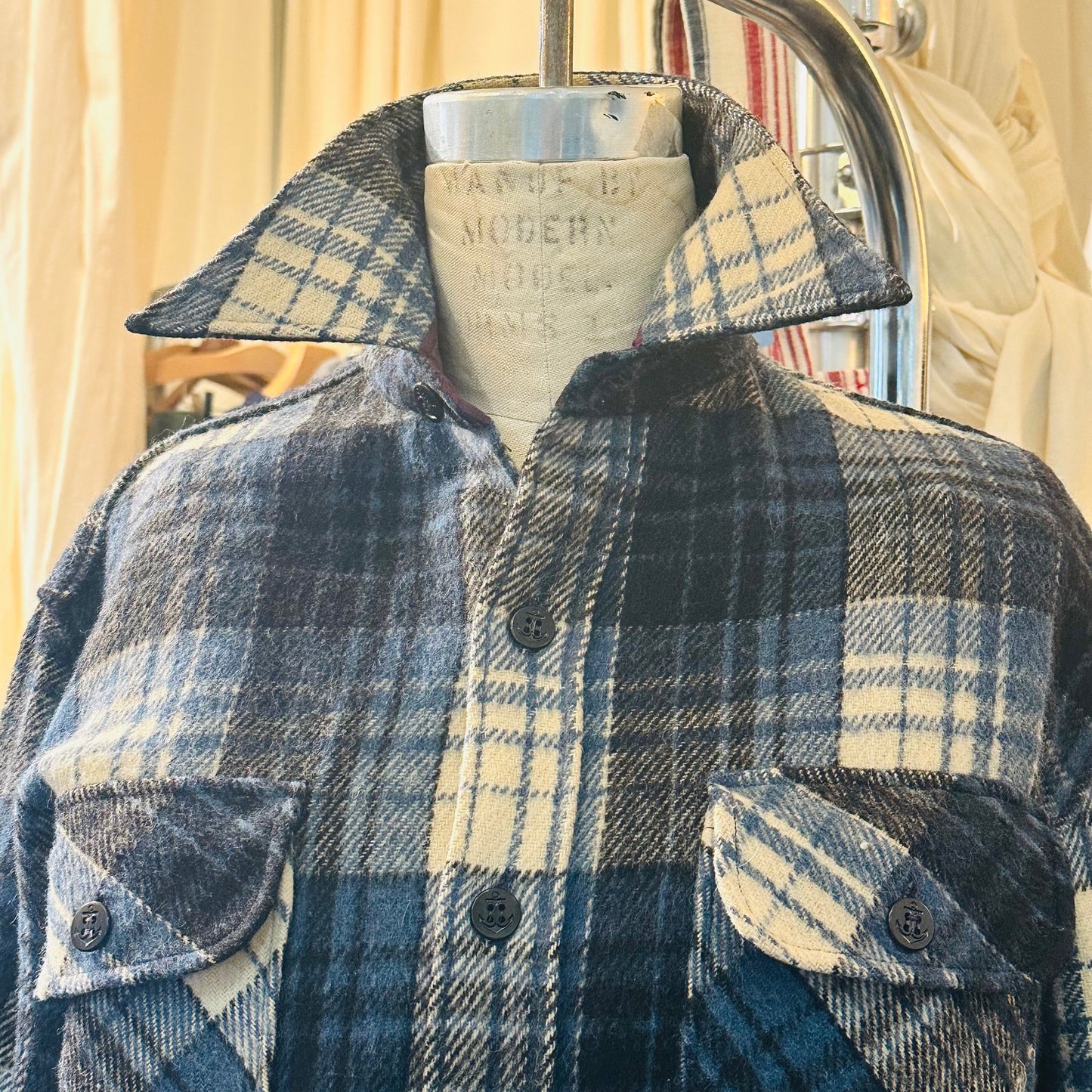 SOLD. Men's Vintage C.P.O. Arrow US Navy Plaided Wool Shirt Size M