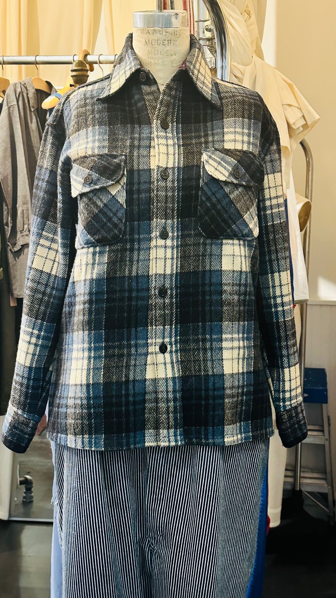 SOLD. Men's Vintage C.P.O. Arrow US Navy Plaided Wool Shirt Size M