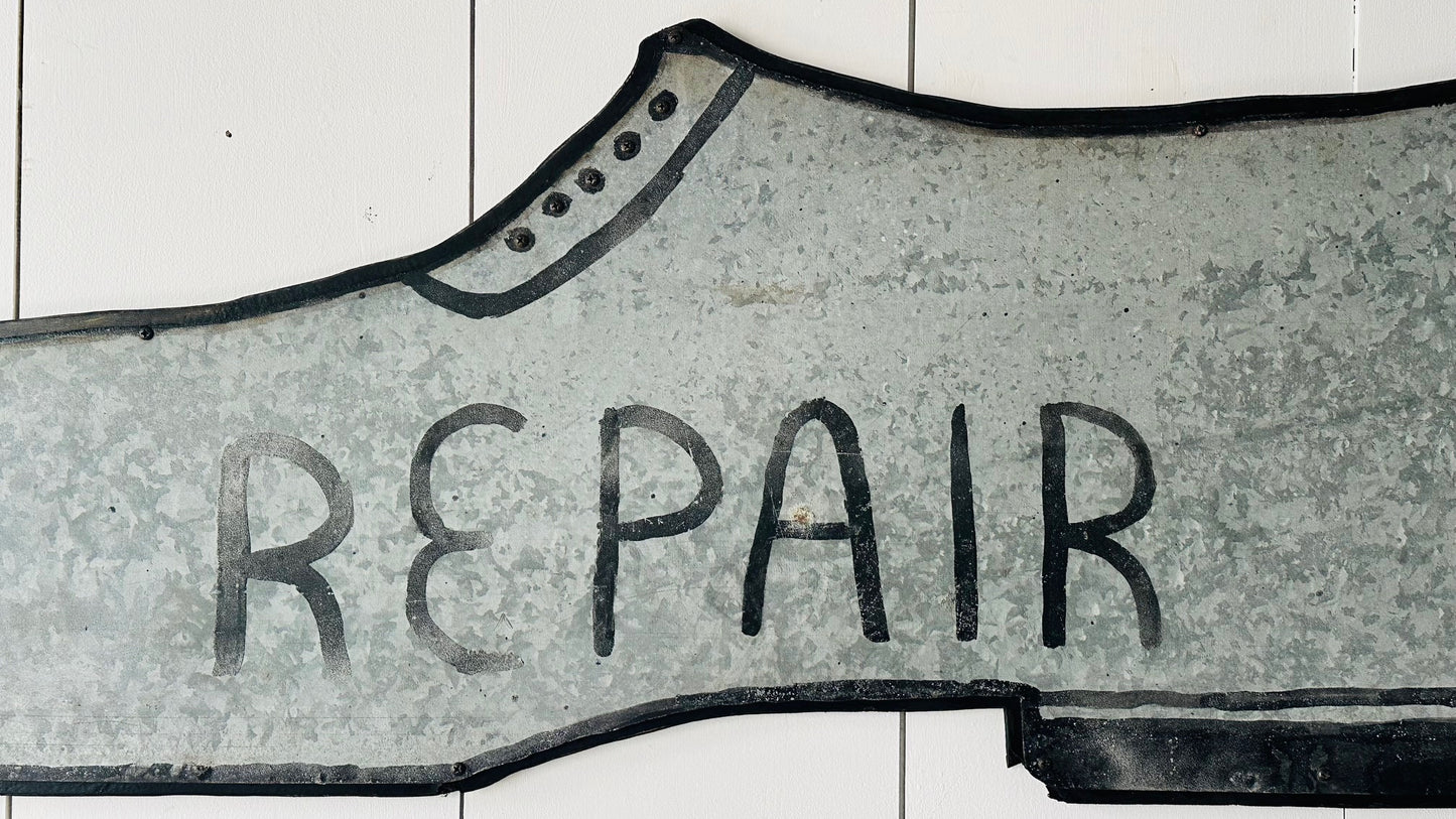 Shoe Repair Trade Sign on Wood