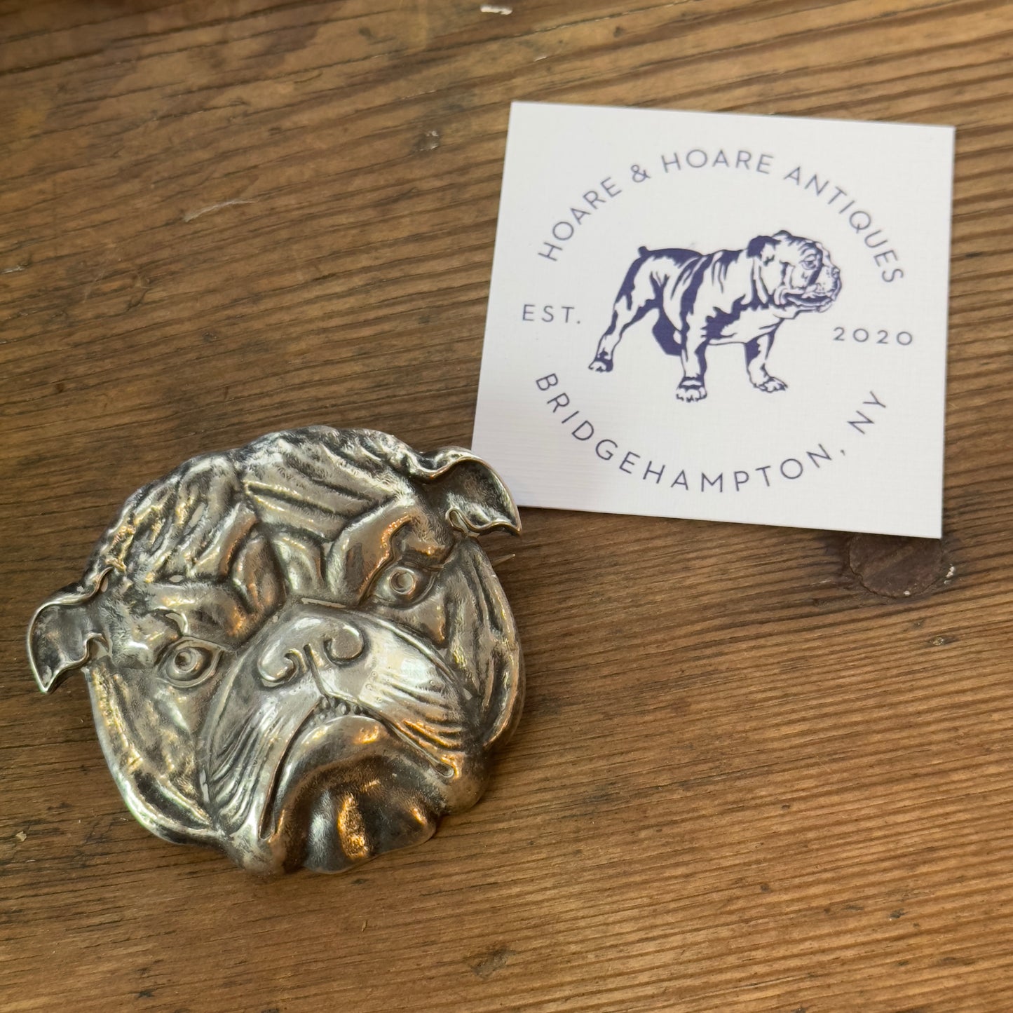 Victorian Bulldog Brooch,  Sterling Silver c 1910