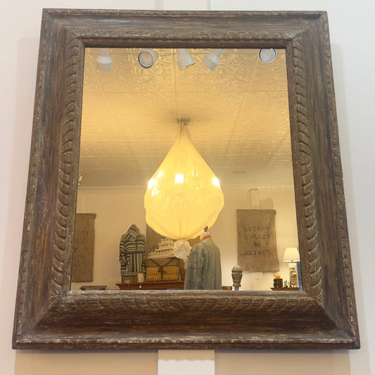 19th C Italian Pine Frame with Distressed Painted finish, New Mirror