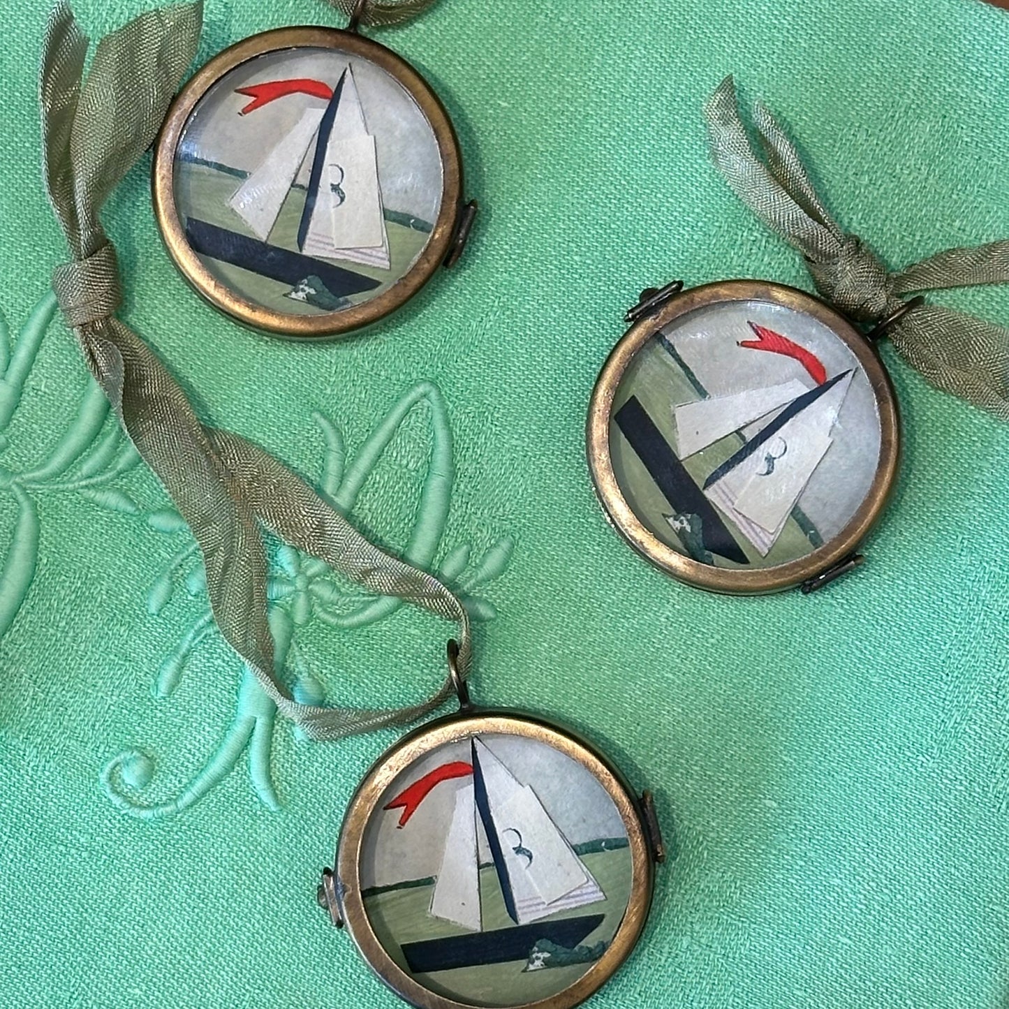 New! Small Brass Lockets with Artist designed Collage