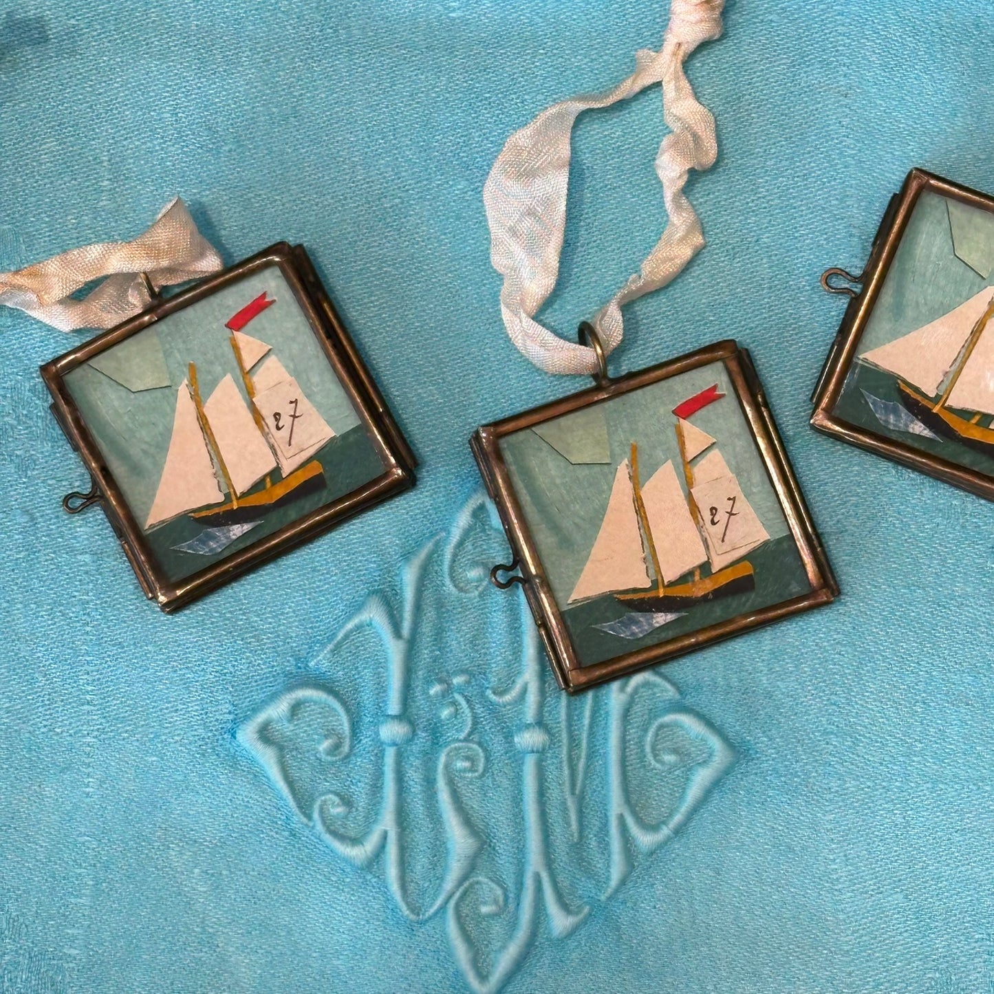 New! Small Brass Lockets with Artist designed Collage