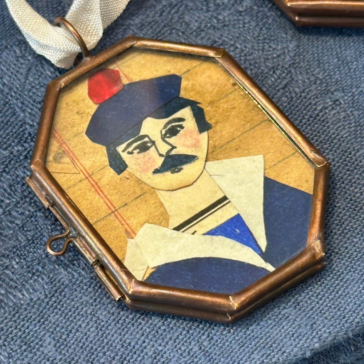 New! Small Brass Lockets with Artist designed Collage