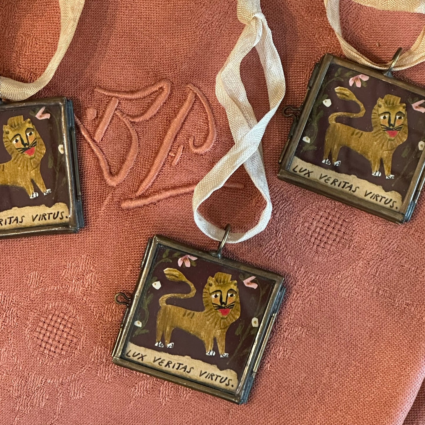 New! Small Brass Lockets with Artist designed Collage