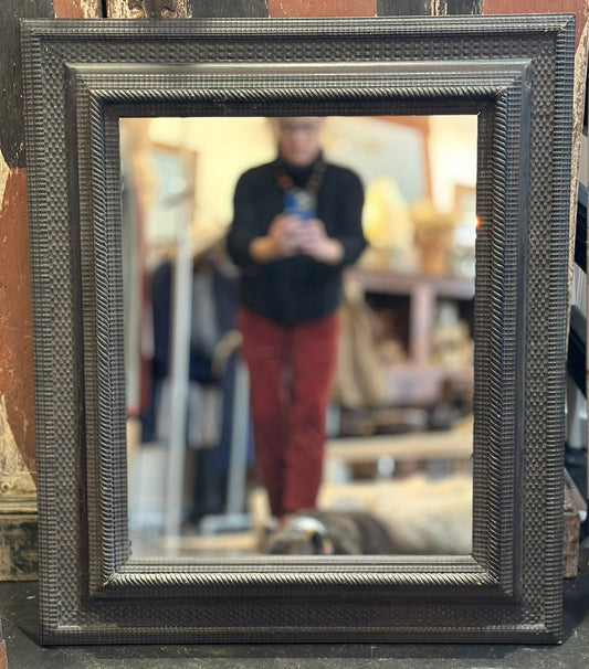 Flemish Style Ebony Finished Mirror with New Glass