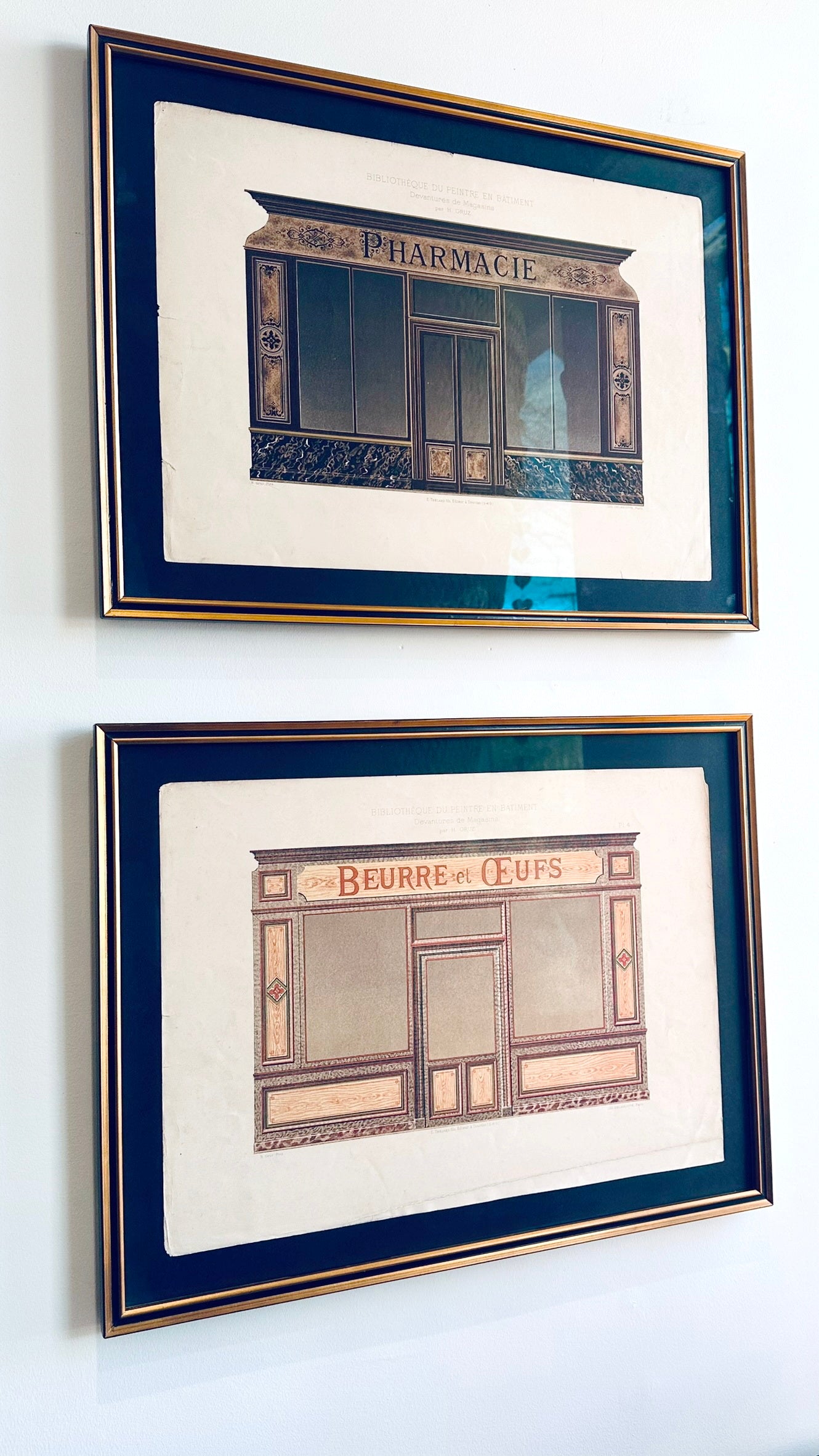Rare Framed pages from A French 19th Century Shop Front Catalogue