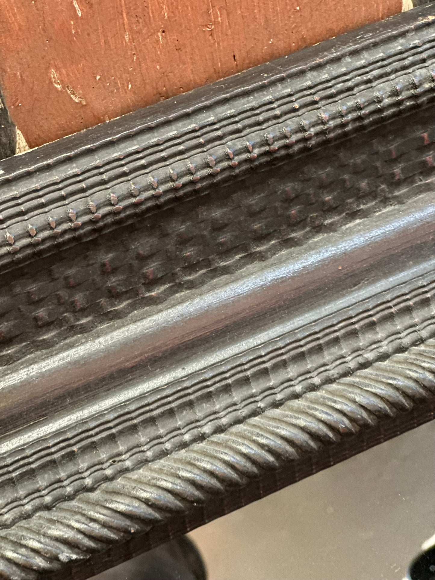 Flemish Style Ebony Finished Mirror with New Glass