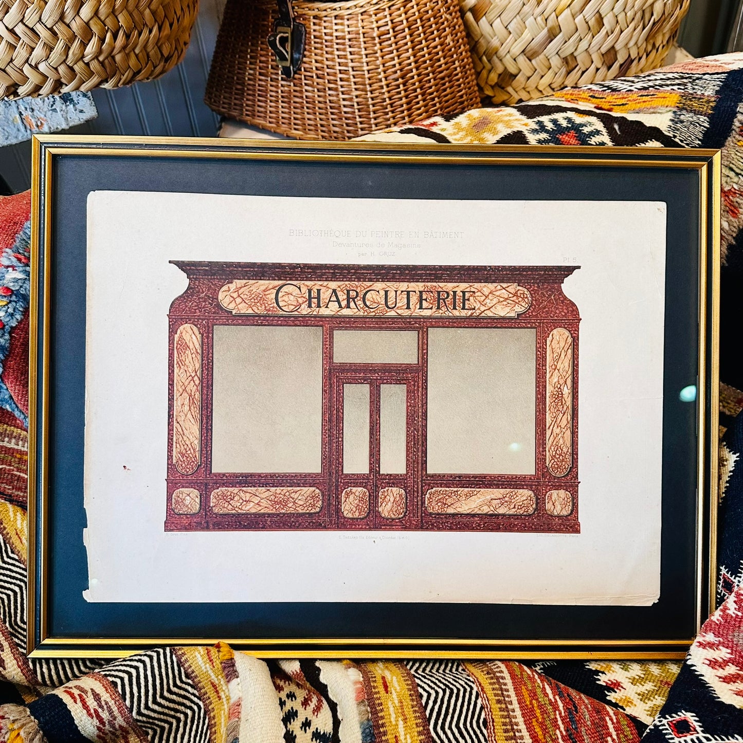 Rare Framed pages from A French 19th Century Shop Front Catalogue