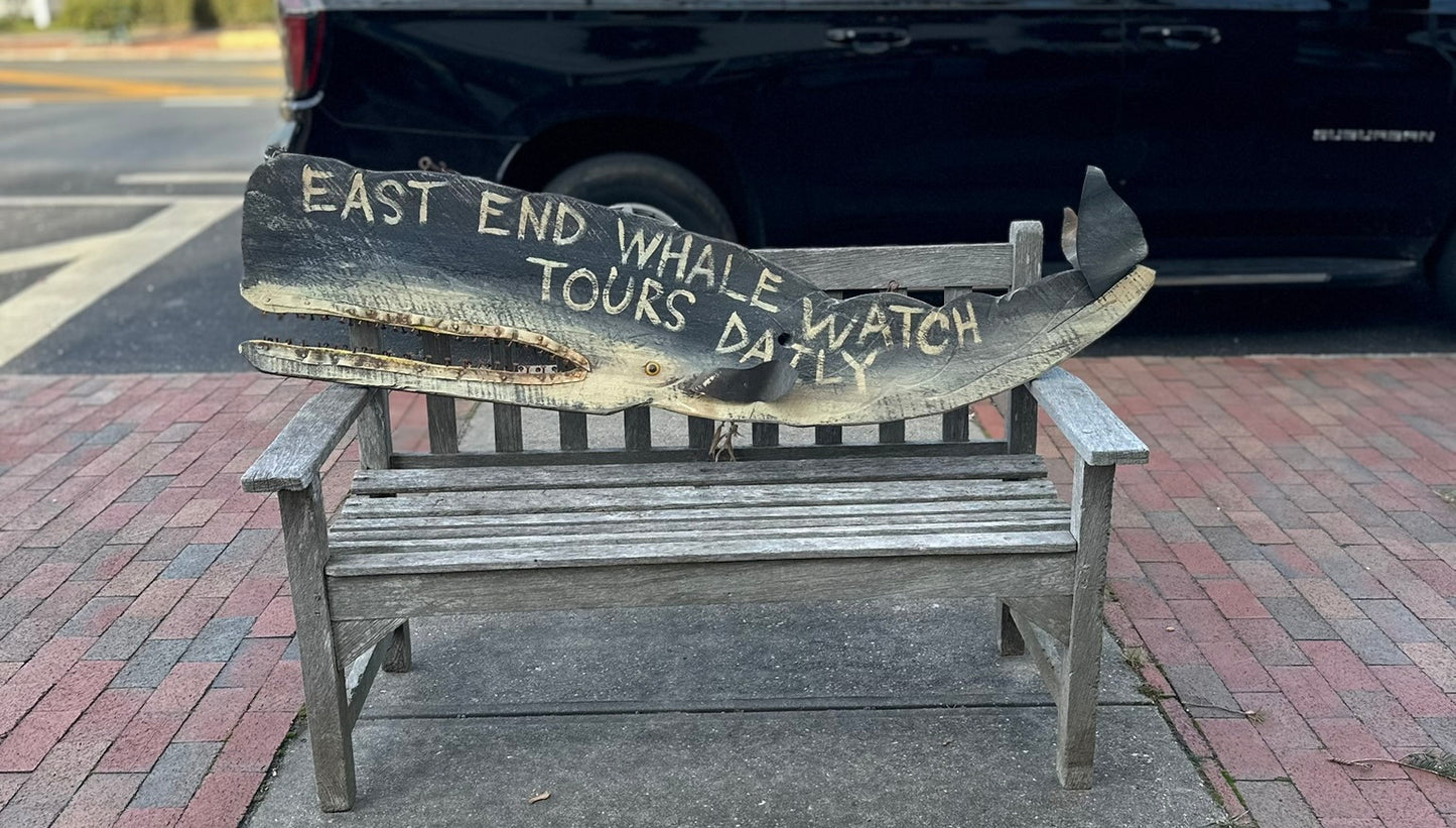 Folk Art Whale Watching Sign from Montauk c 1970