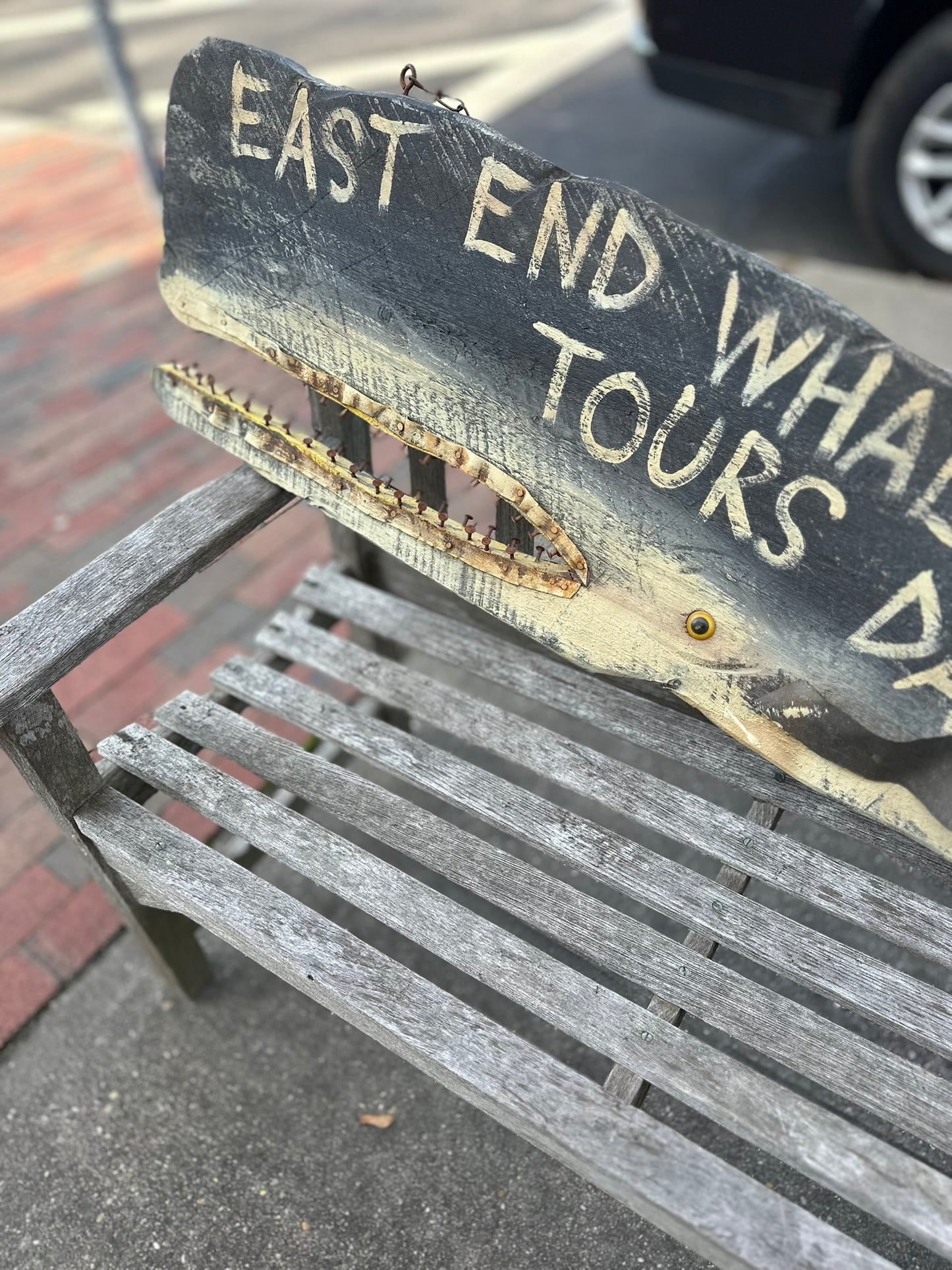Folk Art Whale Watching Sign from Montauk c 1970