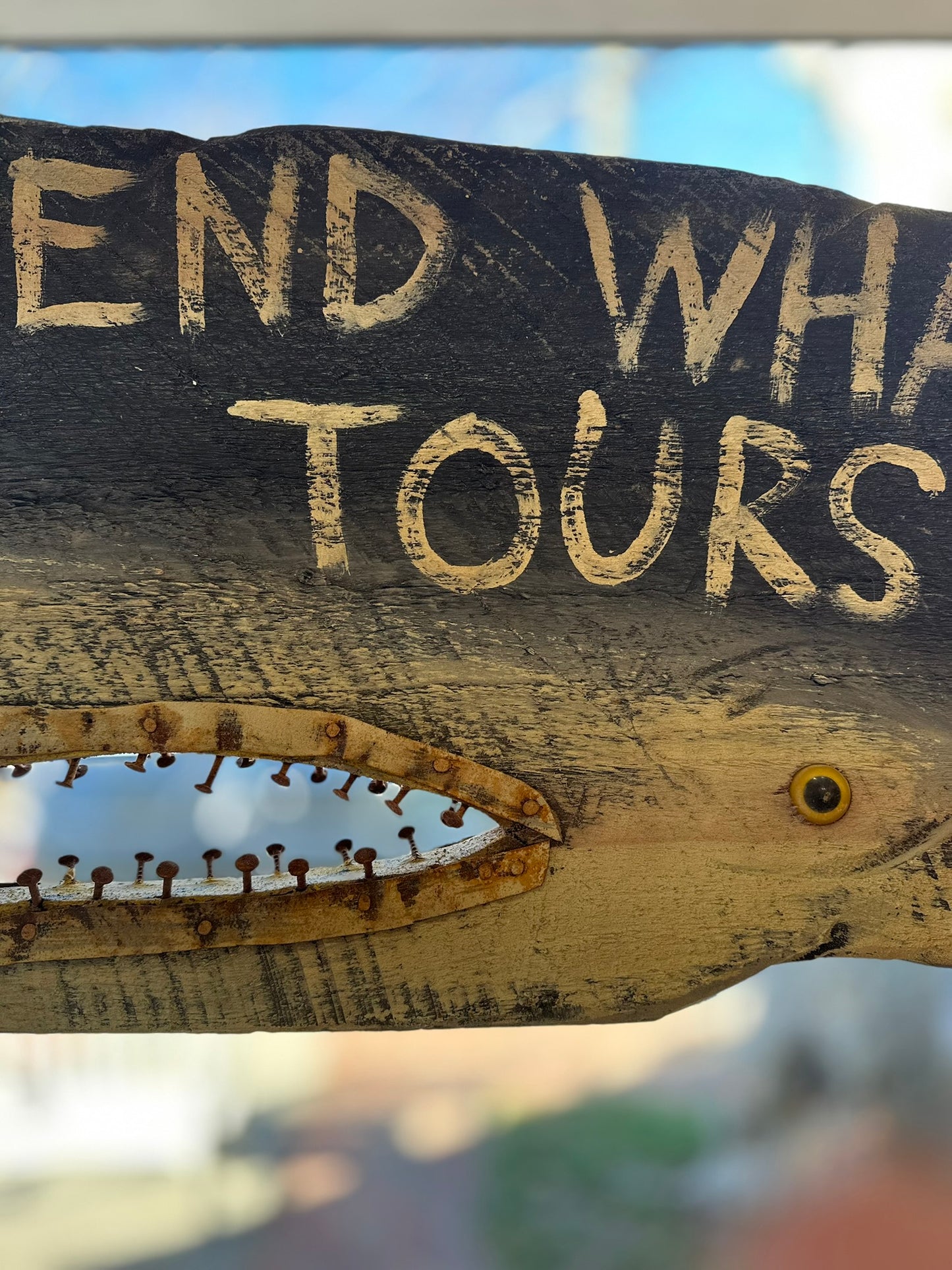 Folk Art Whale Watching Sign from Montauk c 1970