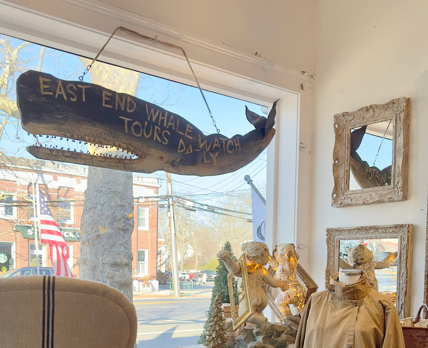 Folk Art Whale Watching Sign from Montauk c 1970