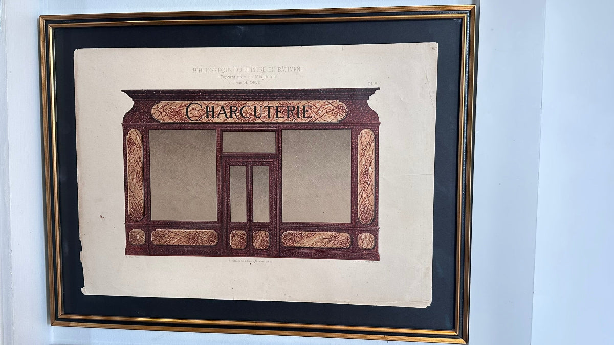 Rare Framed pages from A French 19th Century Shop Front Catalogue