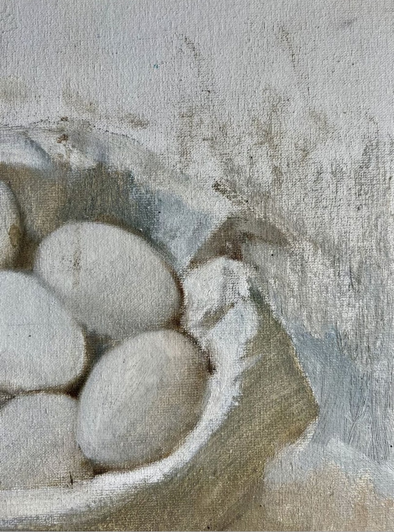 Still Life Painting of Eggs, unsigned, mid 20th Century