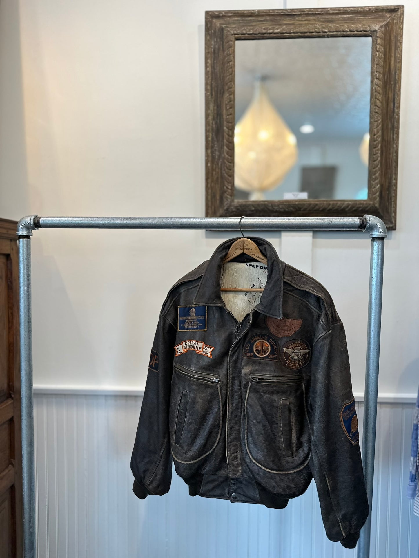 Unique Vintage Leather Jacket with Vintage Patches