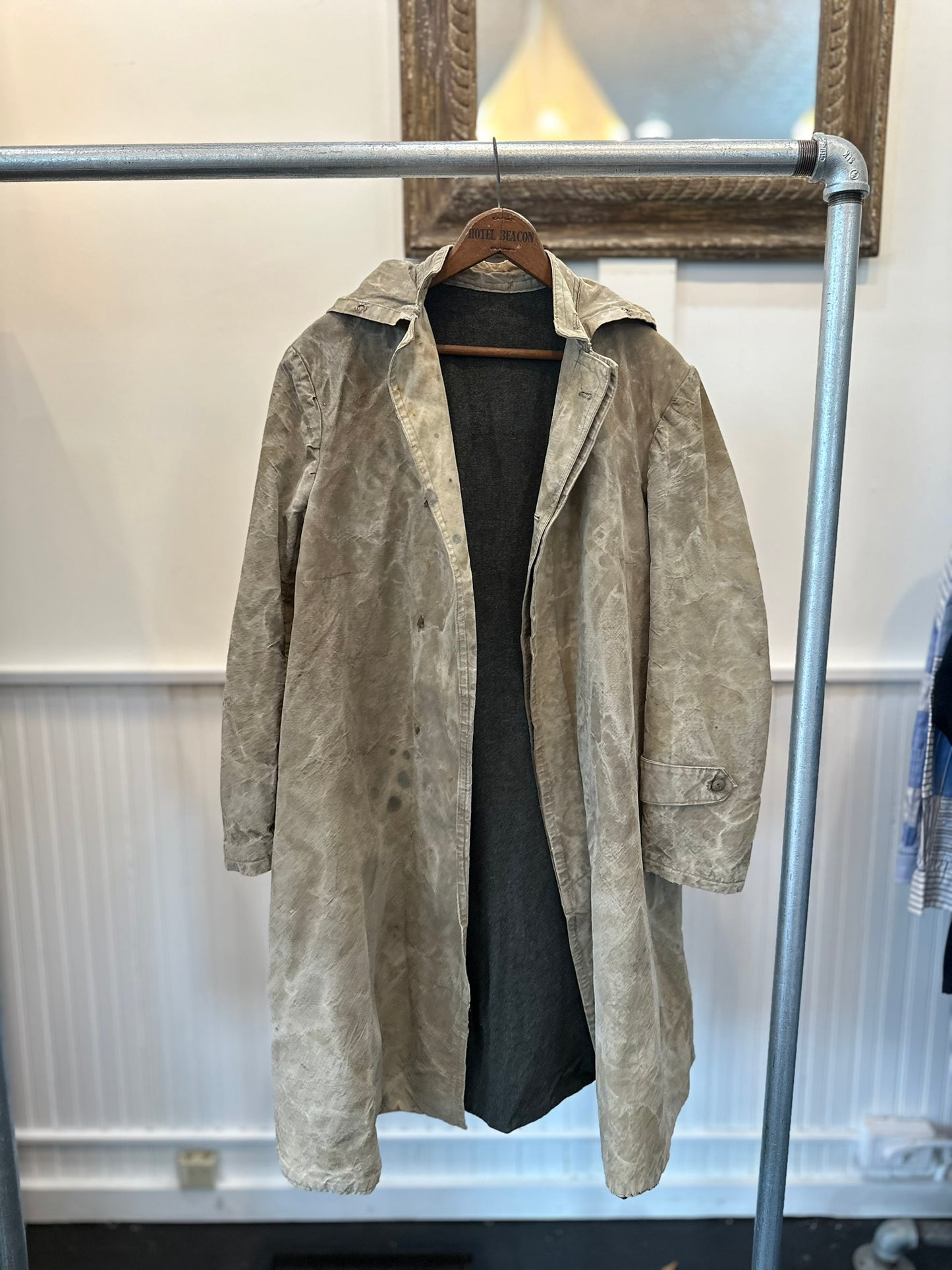 French Hooded Coat, lined with old wool blanket