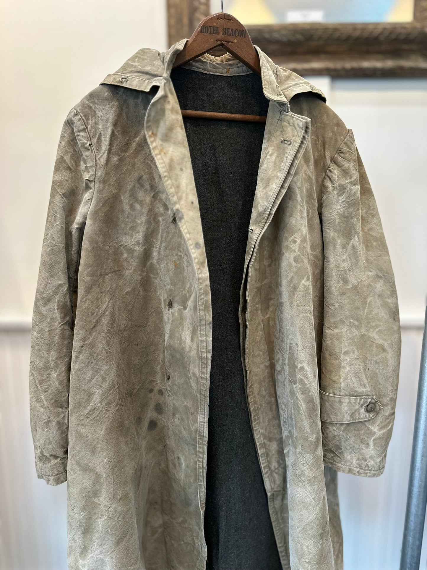 French Hooded Coat, lined with old wool blanket