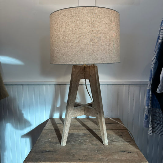 Pair French Oak Table Lamps in Natural Wood