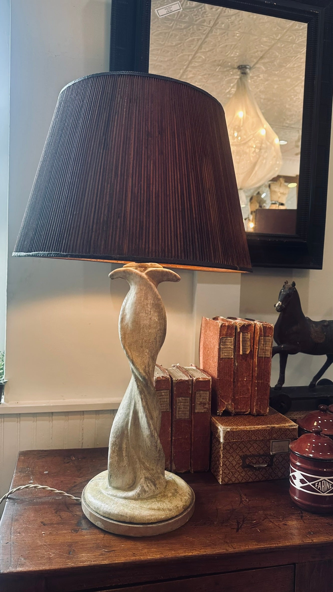 Unusual Ceramic Table Lamp, Italian c 1940