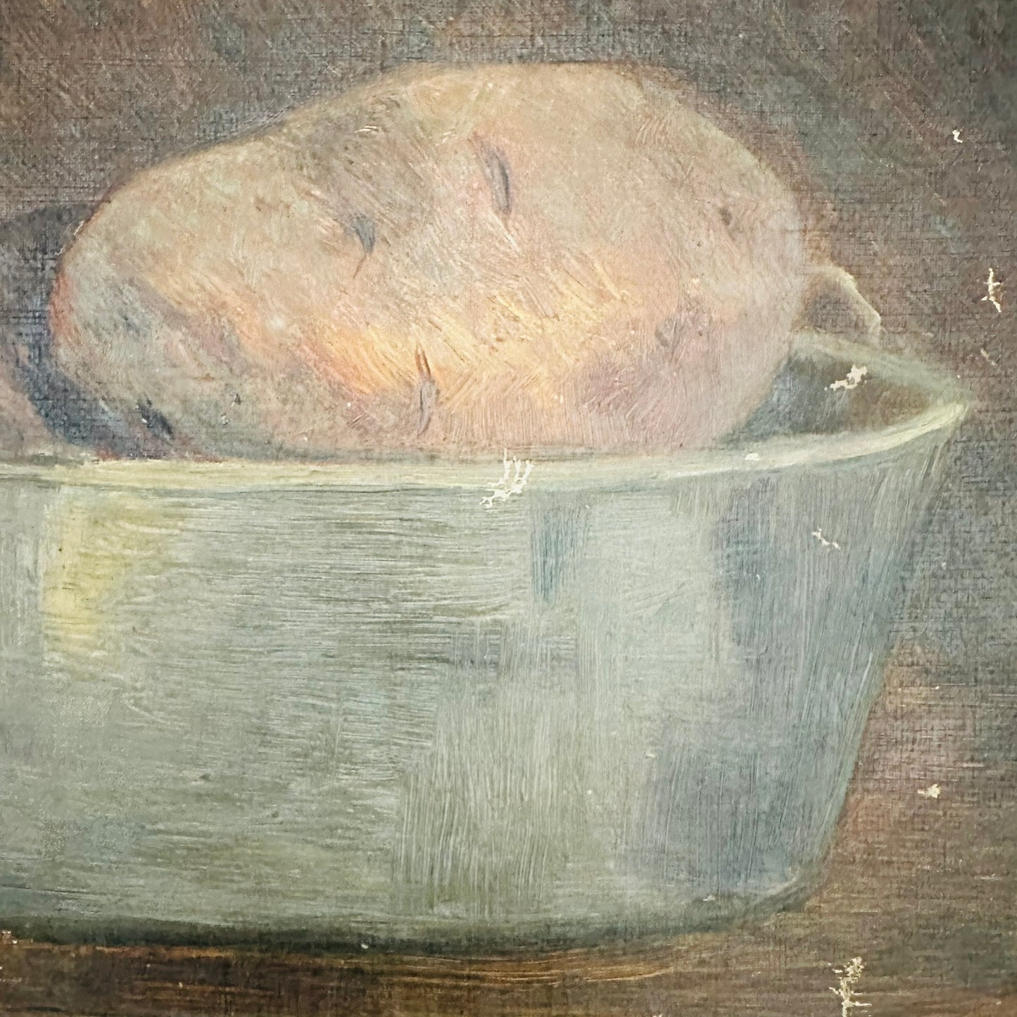 Vintage Still Life of a Potato in Zinc Bowl