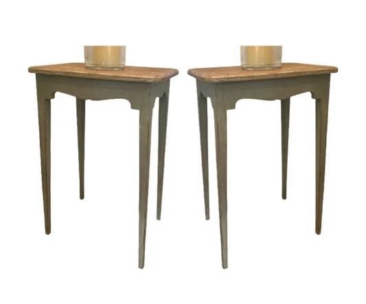 Pair Side Tables, painted base.