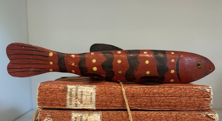 Folk Art Style Americana Fishing Lures, Hand Carved