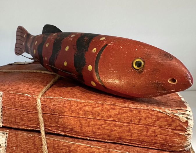 Folk Art Style Americana Fishing Lures, Hand Carved
